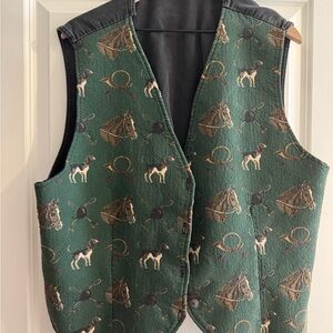 Hunt Club horses and dogs vintage vest